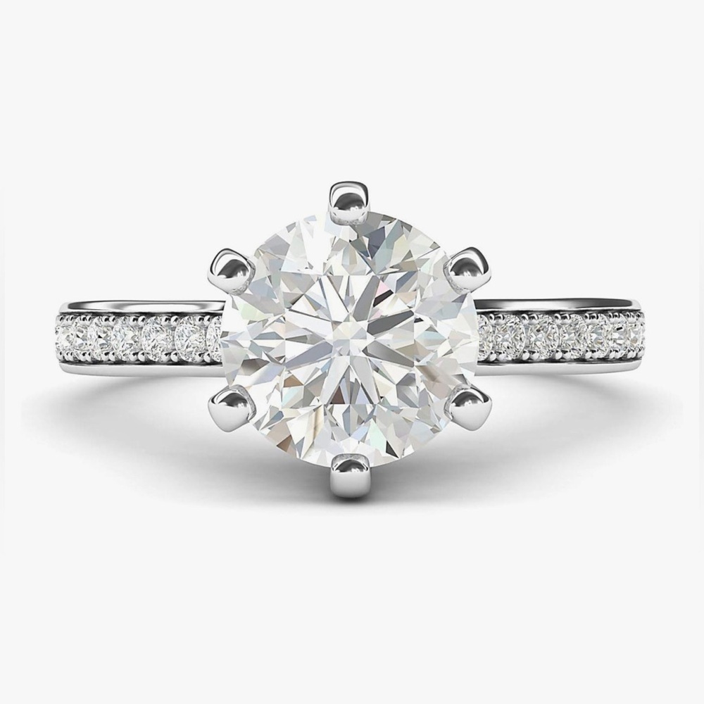 2 Carat Sterling Silver Classic 6-Prong Genuine Moissante Engagement/Bridal Ring